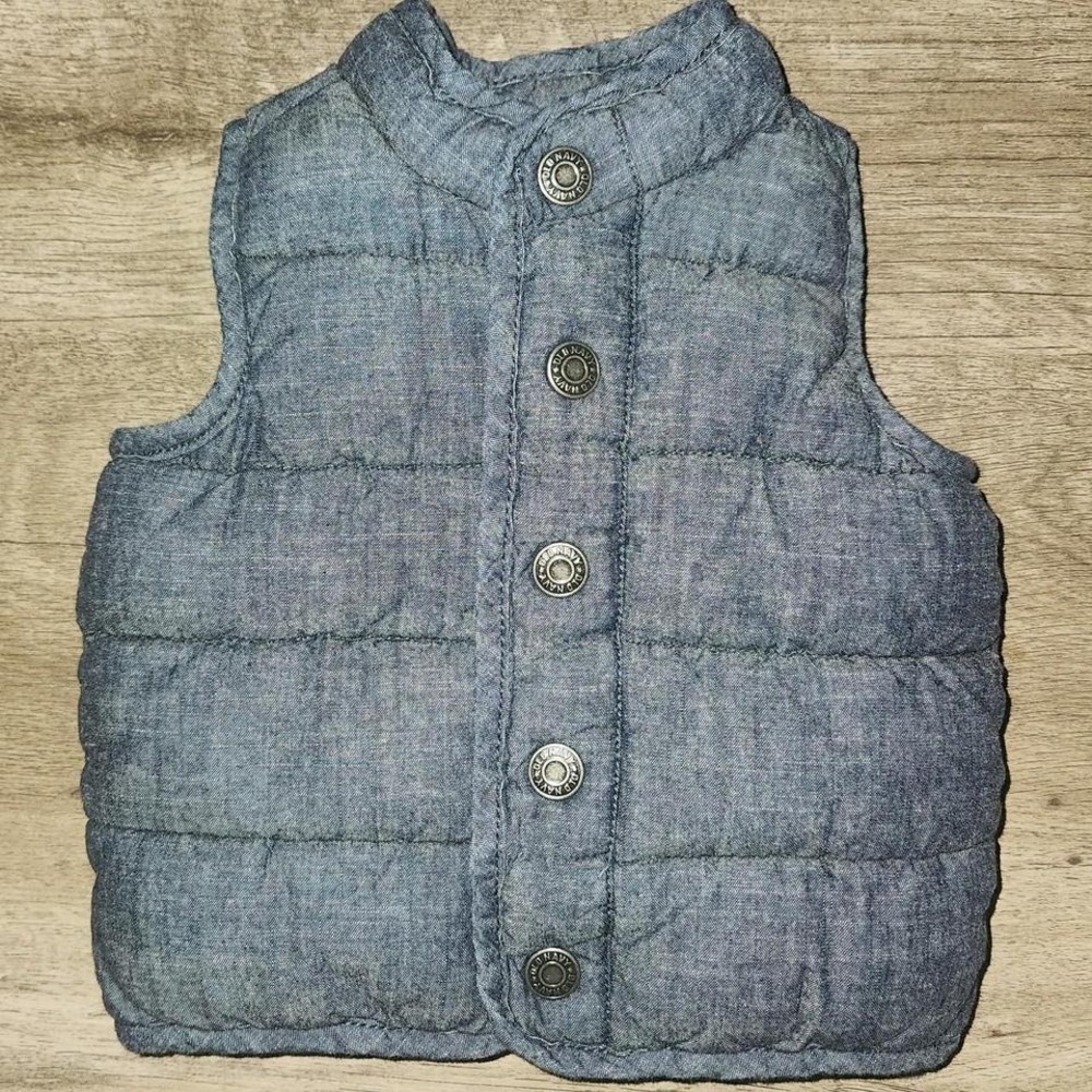 Old Navy Baby Boy Blue‎ puffer vest button up jacket 6-12 months
